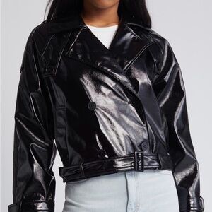 Women's Black Faux Double-Breasted Jacket